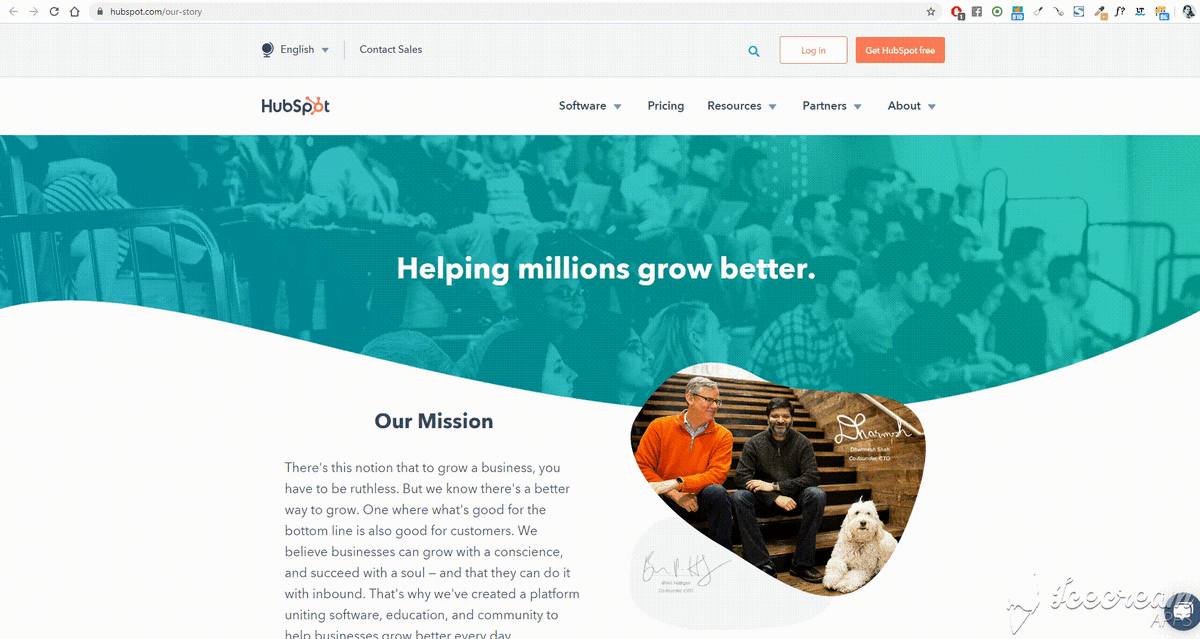 HubSpot рассказывает свою историю. Источник: https://www.hubspot.com/our-story