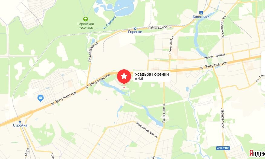 Горенки балашиха карта