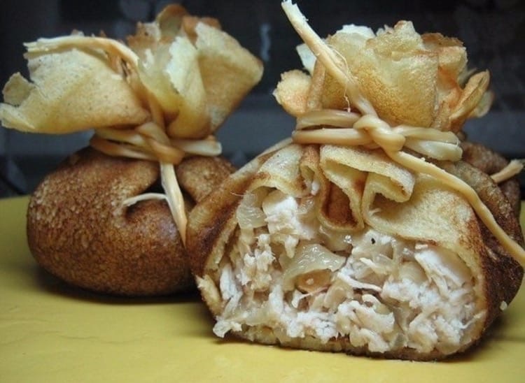 Мешочки с курицей