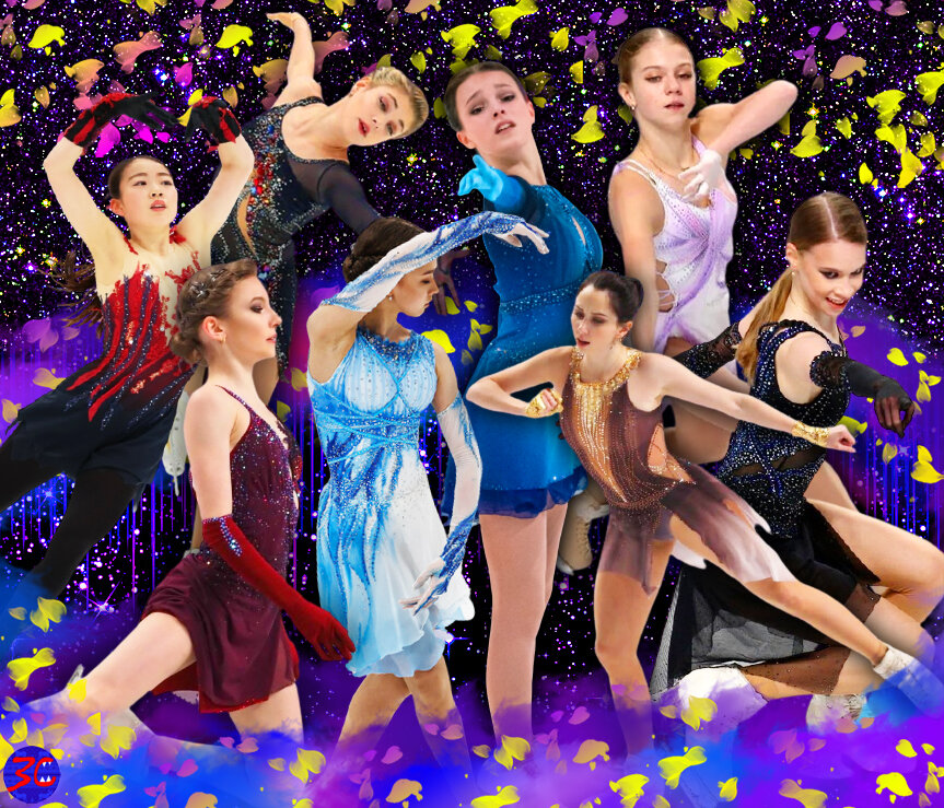 Претендентки на звание "Лучшая короткая программа у женщин  (сезон 2020/21)" (коллаж автора, источник - instagram.com/p/CJoDKtepDh7/)