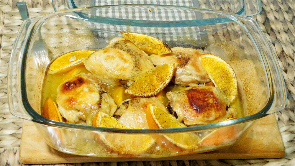 Курица с апельсинами в духовке