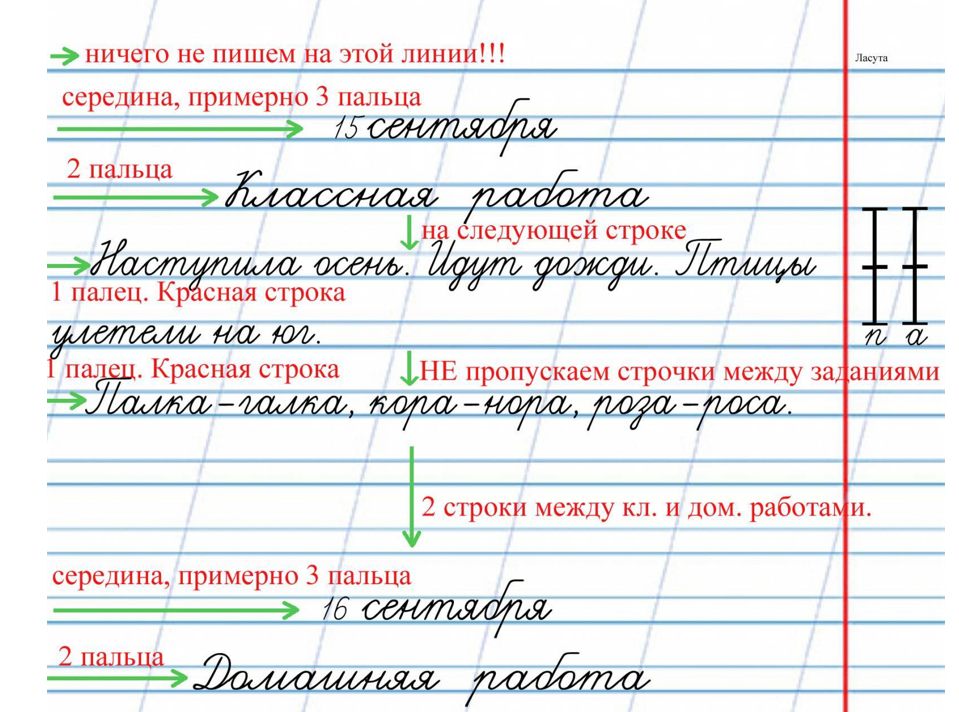 Пропускать между. Правила ведения тетради по русскому языку в начальной школе. Правила оформления работ по русскому языку в 1 классе. Оформление работы по русскому языку в начальной школе. Правила оформления ятетарди.