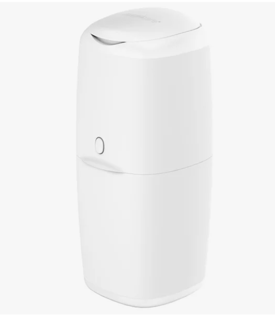 Выглядит контейнер для подгузников вот так. Внутри находится полиэтиленовый пакет, куда все собирается.