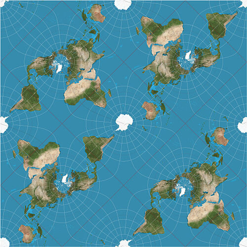 То же, но иным манером. Фото с сайта https://en.wikipedia.org/wiki/Peirce_quincuncial_projection