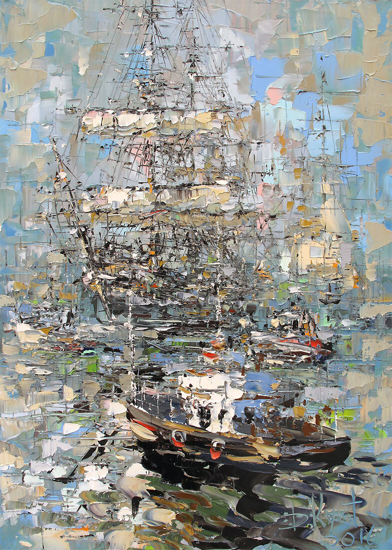 Дмитрий Кустанович. Этюд у причала, 70×50 см, 2016