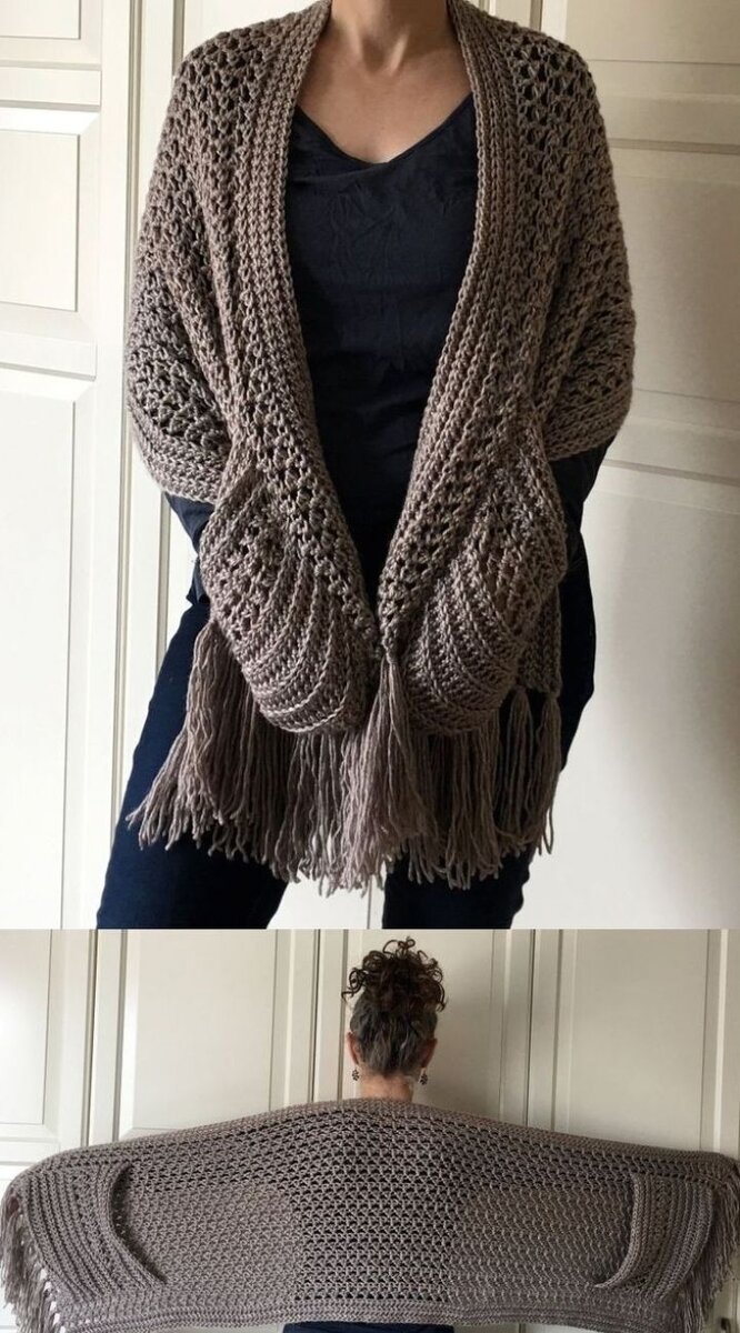 вязаный палантин с карманами. палантин с карманами. шарф с карманами спицами. шарф накидка с карманами спицами. палантин с карманами.