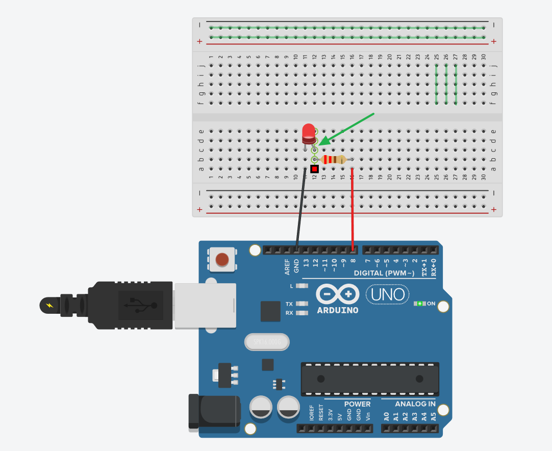 Две верхние и две нижние линии контактов соединены горизонтально, контакты, обозначенные числами, соединены вертикально. 