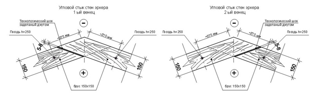 1. Узлы стыковки углов эркера (нижняя обвязка)