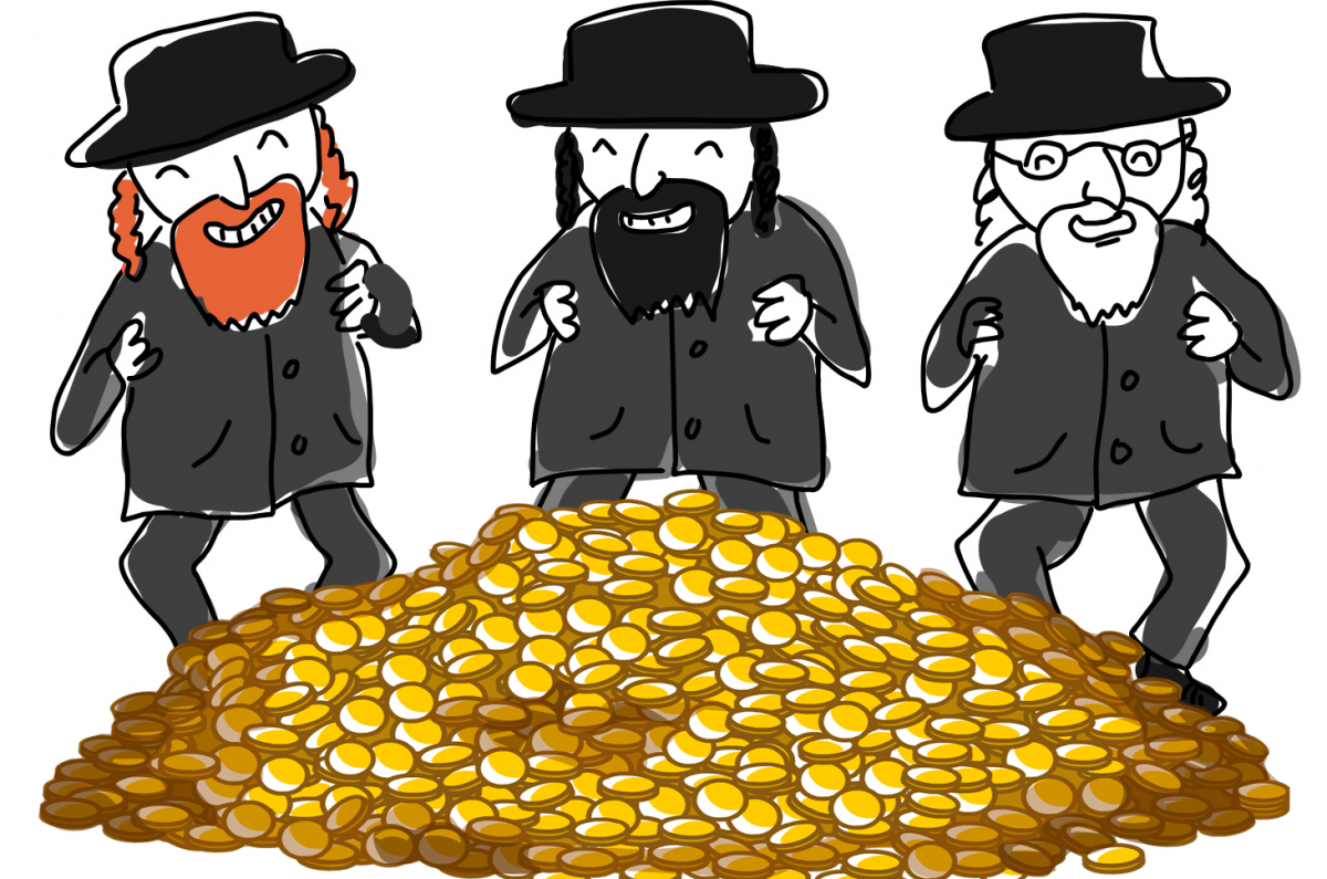 Бизнес евреев. Жадный еврей. Еврей с деньгами. Еврей и золото.