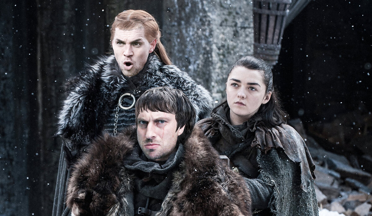 Санса-Дзюба, Бран-Нагиев и Арья 