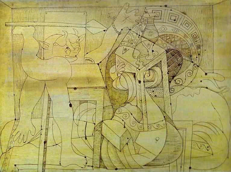 Пабло Пикассо. Минотавр и заложницы. 1934