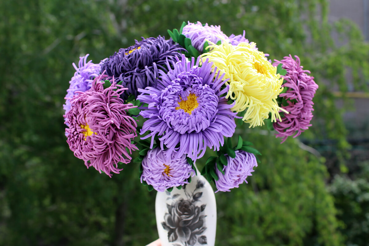 Астры из фоамирана - мастер-класс