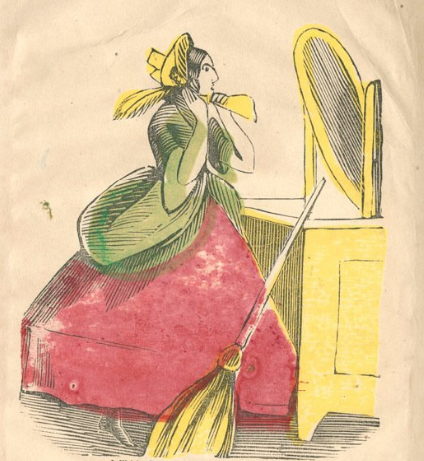 Служанка в кринолине, деталь карикатуры, США, сер. XIX века. (с) Из коллекции Библиотеки Филадельфии 