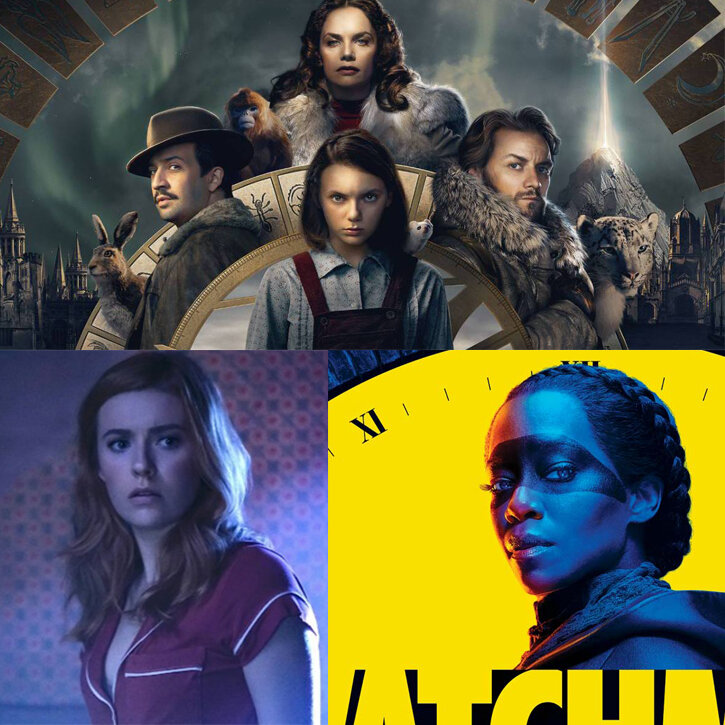 постер к сериалу "Темные начала" (2019 - ...), кадр из сериала "Нэнси Дрю" (2019 -...), постер к сериалу "Хранители" (2019 - ...)