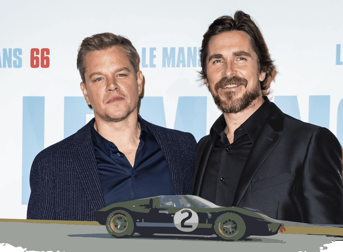 Метт Деймон и Кристиан Бейл на премьере фильма Ford V Ferarri