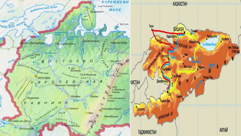 Русская равнина. Хребет Тянь-Шань (Киргизия). Шри-Ланка