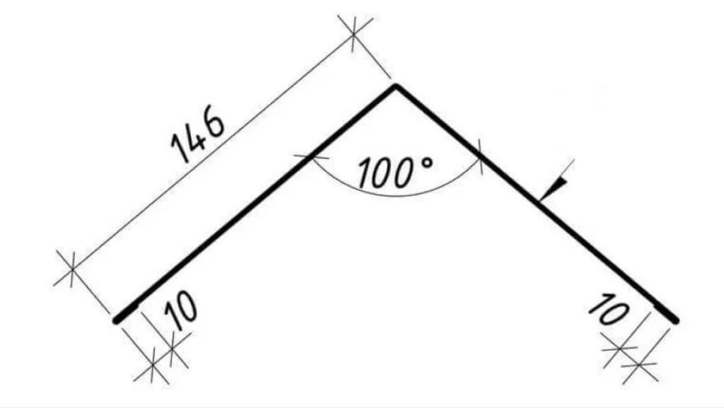 Угол 100 градусов рисунок. Конек плоский 200 200 чертеж. Конек плоский МЕТАЛЛПРОФИЛЬ чертеж. Конёк кровельный 145толщина. Конек фасонный для кровли чертеж 150мм.