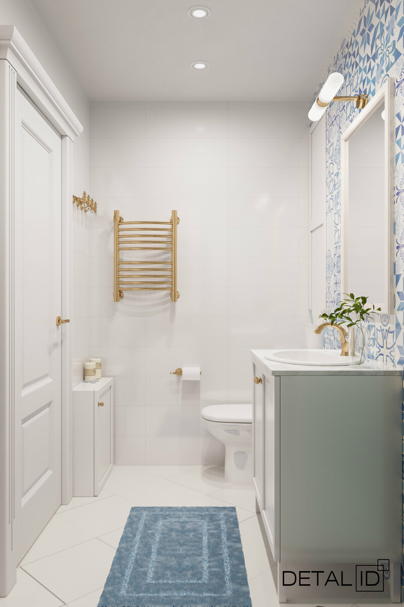 Светлая ванная комната в прохладных тонах