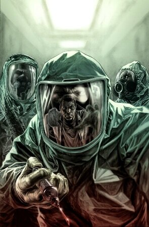 Стюарт Редман в правительственной лаборатории. Фрагмент комикса.
