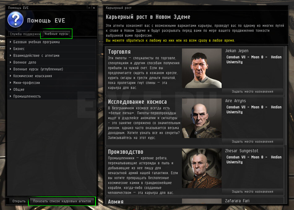 Карта агентов eve