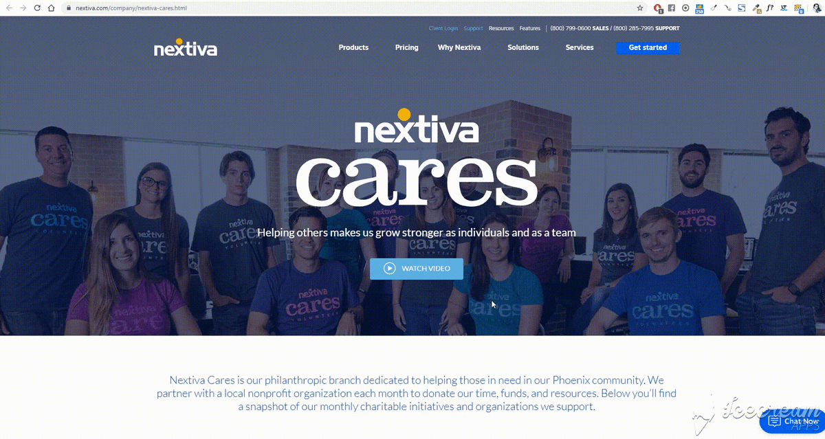 Nextiva показывают в своем видео ключевых сотрудников компании. Источник: https://www.nextiva.com/company/nextiva-cares.html