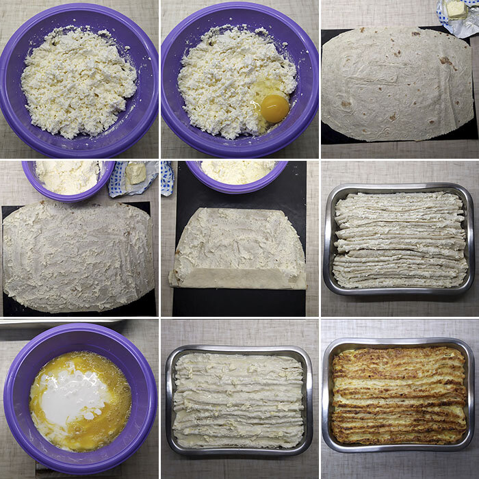  Процесс приготовления Пирога из лаваша с творогом и брынзой