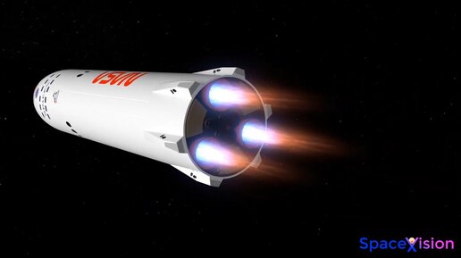 Анимация полета корабля SpaceX Старшип (Starship) к Луне от SpaceXvision