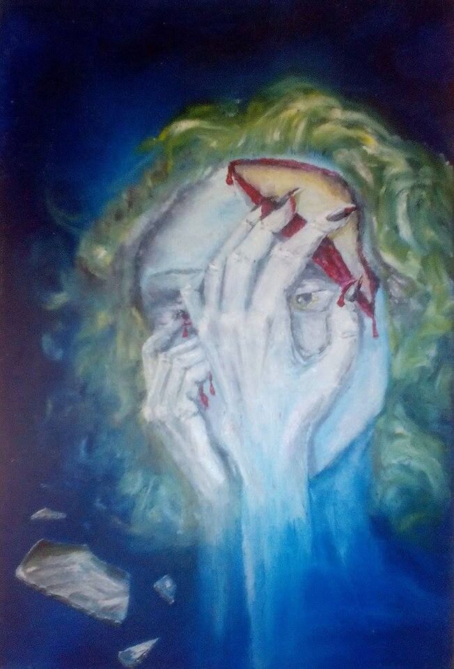 Картина Ликсты Крак "Комплекс неполноценности". Здесь тоже выражение эмоций, но далеко не положительных.