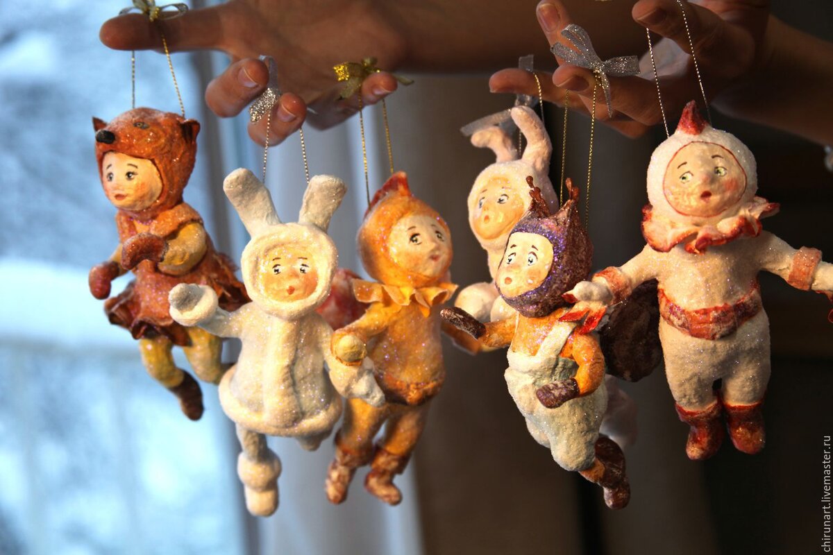 Новогодние игрушки из ваты