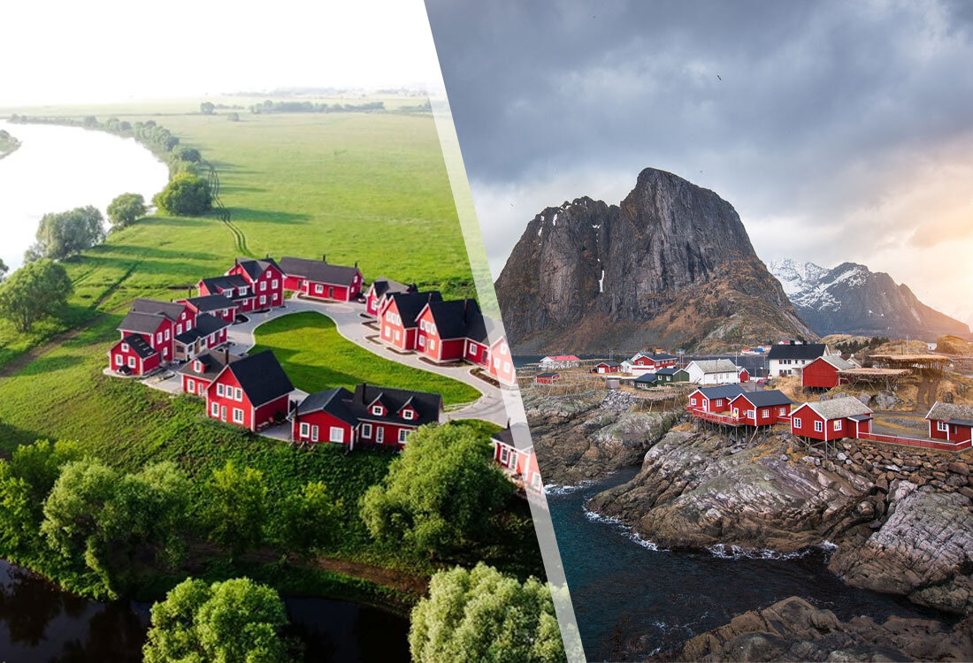 "Рыбацкая деревня" под Рязанью и норвежская деревня на одном из островов Лофотенского архипелага