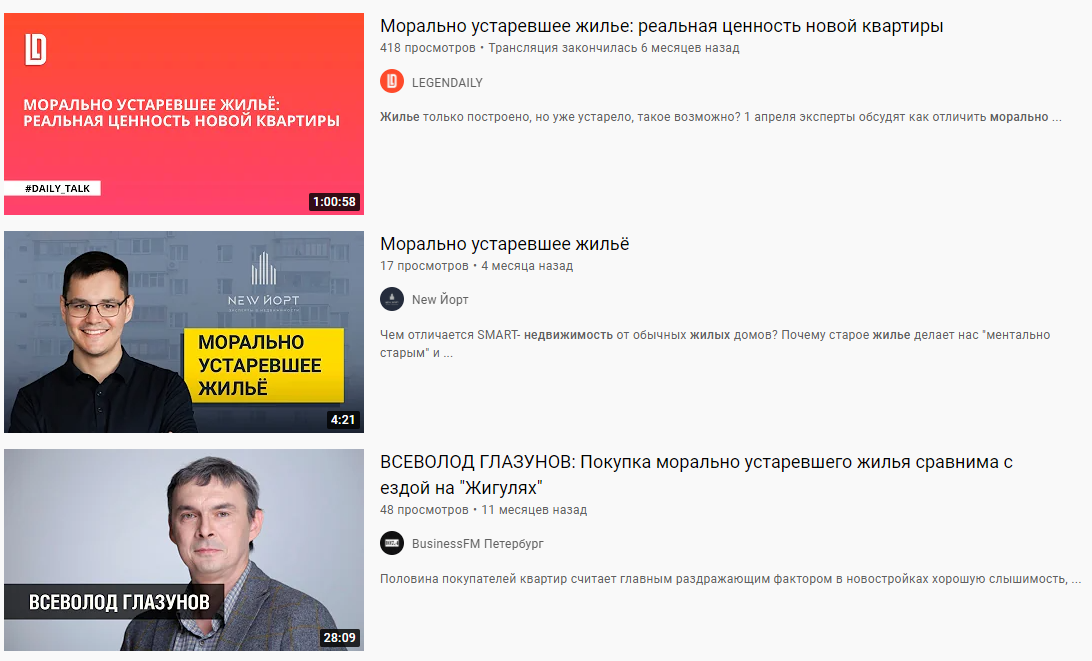Поисковой запрос на платформе YouTube