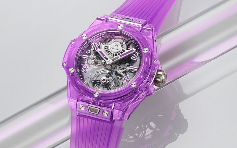 Часы Big Bang Tourbillon Automatic Purple Sapphire в 44 мм корпусе из полированного лилового сапфира
