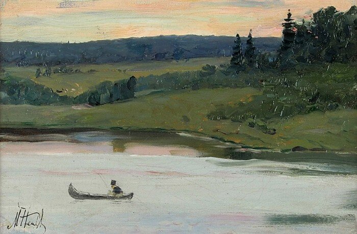 Эскиз к картине "Молчание". Холст на картоне, масло, 14×21,6 см. Источник фото https://www.litfund.ru/auction/505/14/