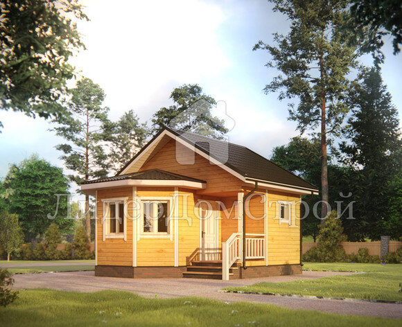 Вид и планировка бани 6х6 м. 