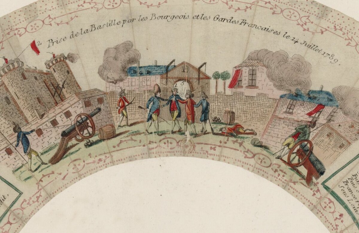 Деталь веера, на котором изображено взятие Бастилии, 1789 г. Из коллекции Национальной французской библиотеки