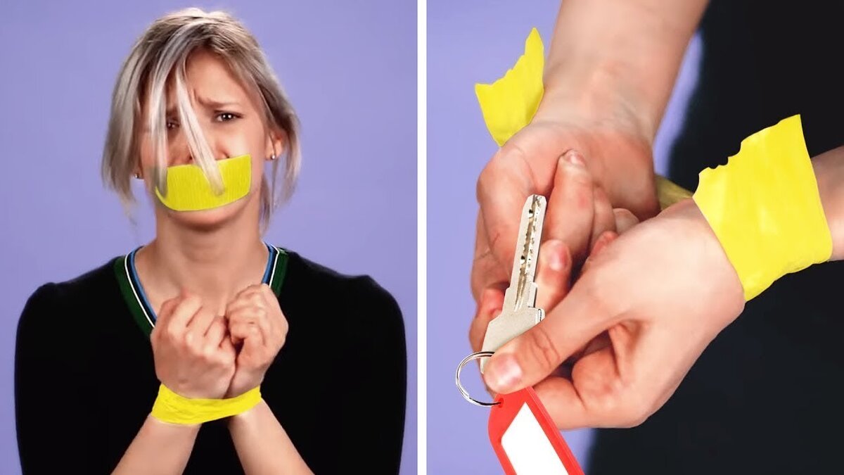 ЭКСТРЕННЫЕ ЛАЙФХАКИ В ОПАСНЫХ СИТУАЦИЯХ 
Современные города могут быть очень опасным местом, и иногда мы не чувствуем себя в безопасности в больших городах. Разные ситуации могут возникнуть, нужно быть готовым даже к опасным. Неважно, что случилось, всегда есть как минимум один два лайфхака по выживанию, которые нужно знать. Нужно уметь решать сложные ситуации с помощью подручных средств. Конечно, иногда надо импровизировать, но все-таки нужно знать главные советы по выживанию. Посмотрите наше видео, чтобы узнать, как сбежать, если завязаны руки, технику самообороны, которую стоит знать каждой, как выжить во время пожара. У нас есть подборка неочевидных решений для обычных и необычных проблем.
Очень опасно идти домой поздно ночью в одиночестве. Поэтому нужно знать самооборону, чтобы защитить себя в любой ситуации. Всегда помните уязвимые места, такие как нос, глаза, горло, пах. Так что если вас атаковали, ударьте нападающего в пах, это буквально парализует его, и у вас будет достаточно времени, чтобы сбежать. Ладонью ударьте в нос или горло, нужно находиться близко к нападающему, чтобы причинить как можно больше вреда. Чтобы вас не схватили сзади, быстро нанеся удар головой назад, чтобы он пришелся в нос или щеку. Посмотрите наше видео внимательно, ведь мы собрали самые эффективные способы избежать атаки.
Посмотрите более важные лайфхаки, как сбежать, когда завязаны руки. Можно использовать молнии и заколки. Вы узнаете, как использовать тампоны для ран, чтобы остановить кровь.