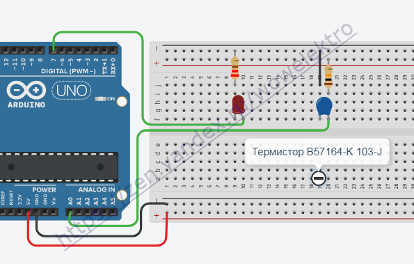 Схема подключения термистора 