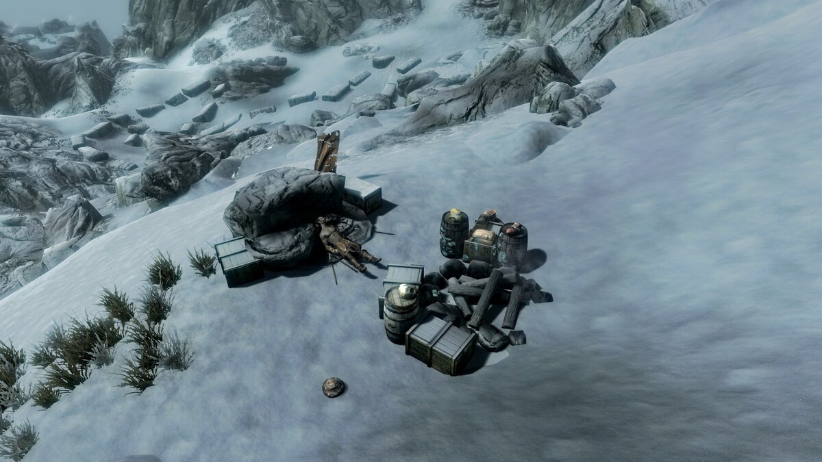 Лагерь в горах Skyrim