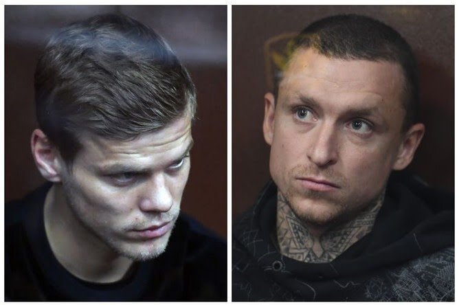 Кокорин и Мамаев на судебном процессе.