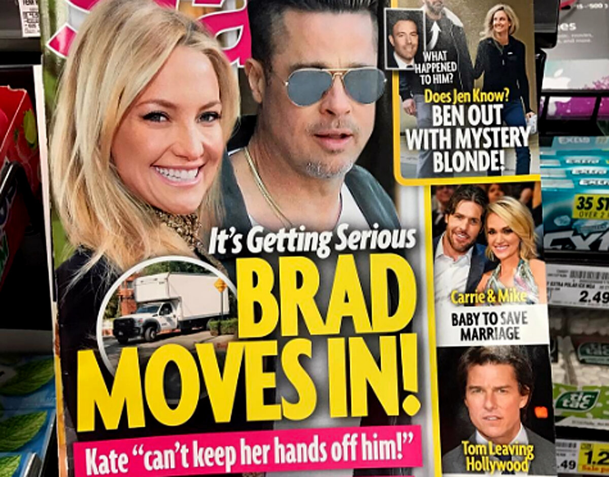 Обложка с заголовком о романе с Кейт Хадсон