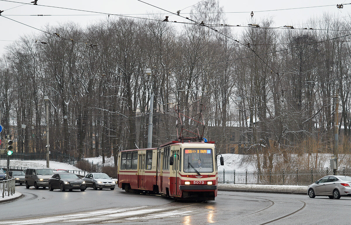 ЛВС-86К №5073 на пересечении Большого Сампсониевского проспекта и Сердобольской улицы, 28.01.2020