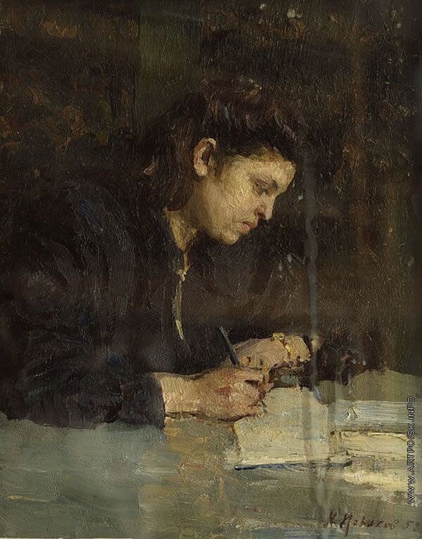 Студентка, картина маслом