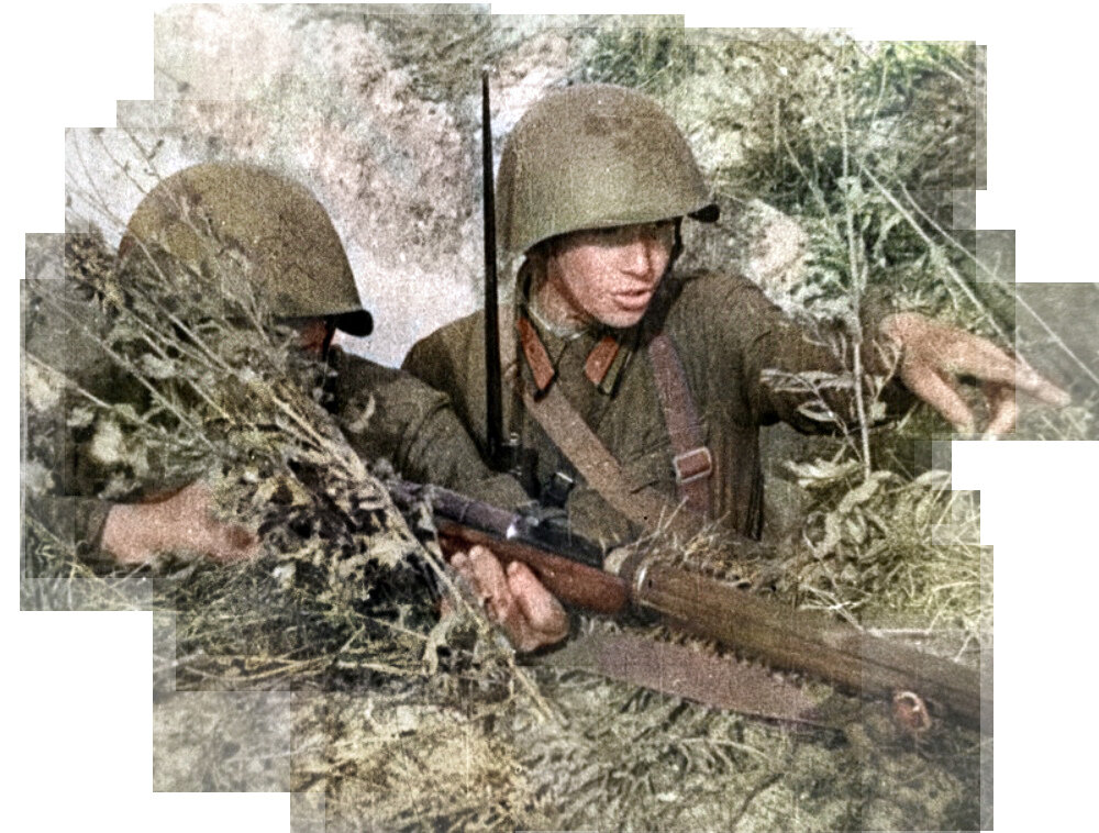 Советские бойцы N-ской части ведут огонь по врагу. 1941 г. Фото: goskatalog.ru. Фотография использована в качестве иллюстрации.