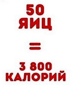 Сколько калорий в 50 яйцах