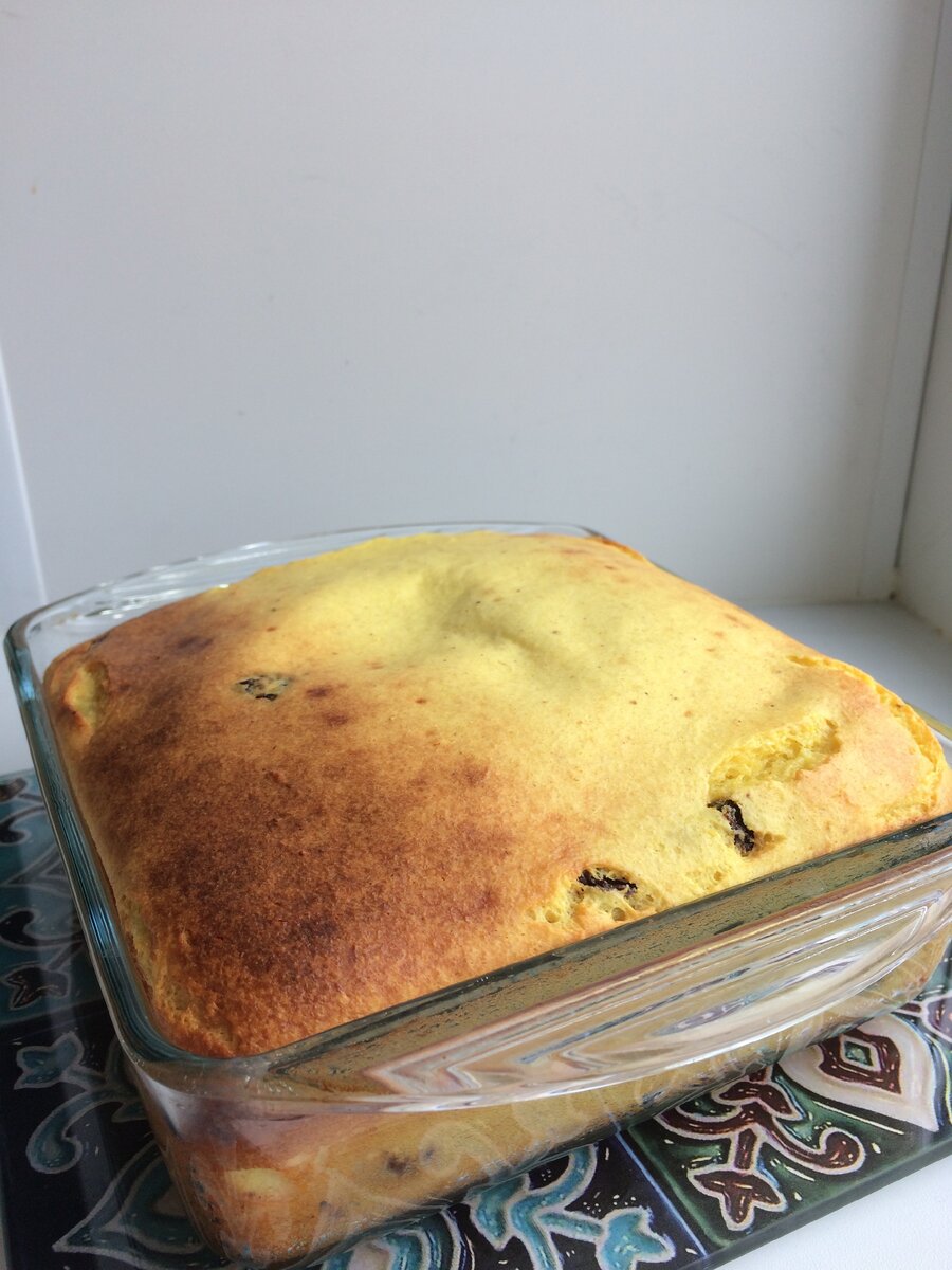 Вот такая получается пышная запеканка из творога