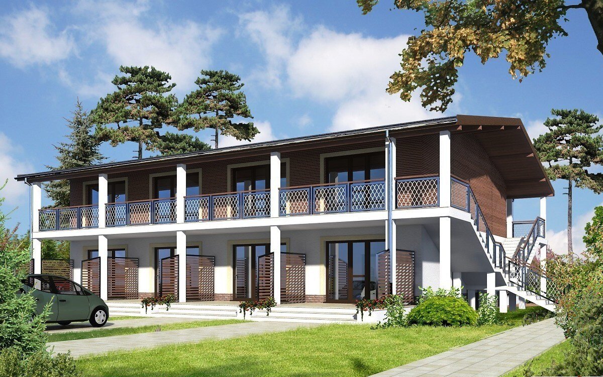 проект каркасного жилого таунхауса.