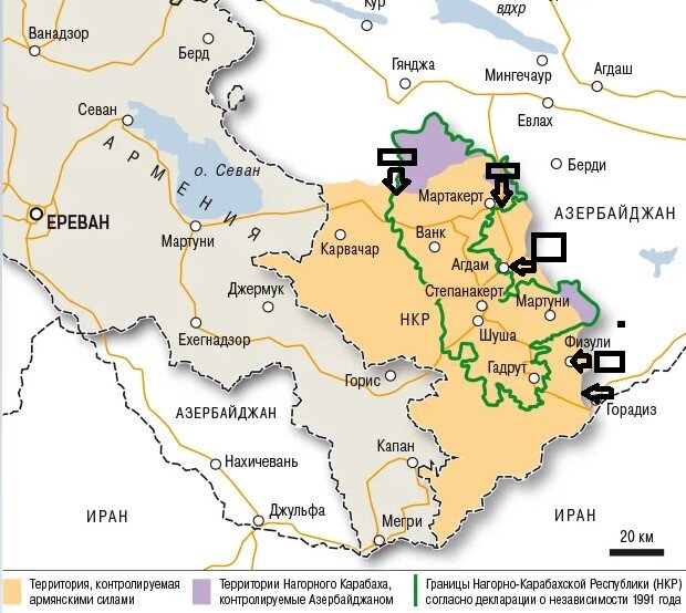 Линия фронта нагорный карабах сегодня карта