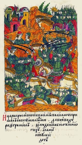 Девлет-Гирей. Миниатюра Лицевого летописного свода. Источник: Pinterest