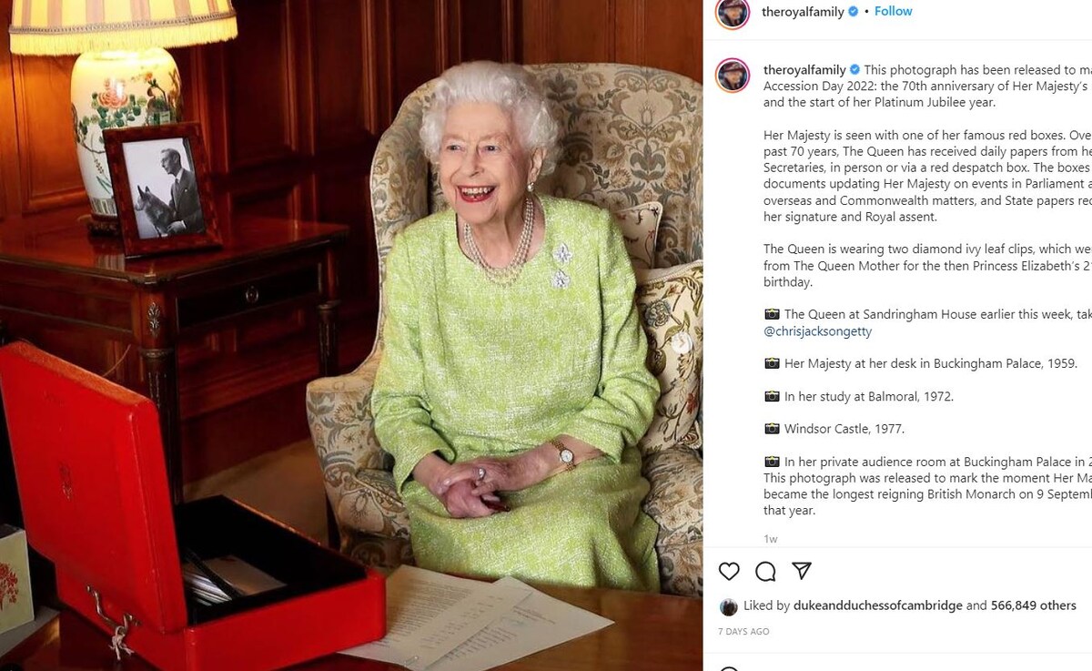 95-летняя Елизавета II под угрозой из-за инфекции. Фото: скриншот Instagram