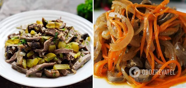 Рецепт салата из куриных сердечек